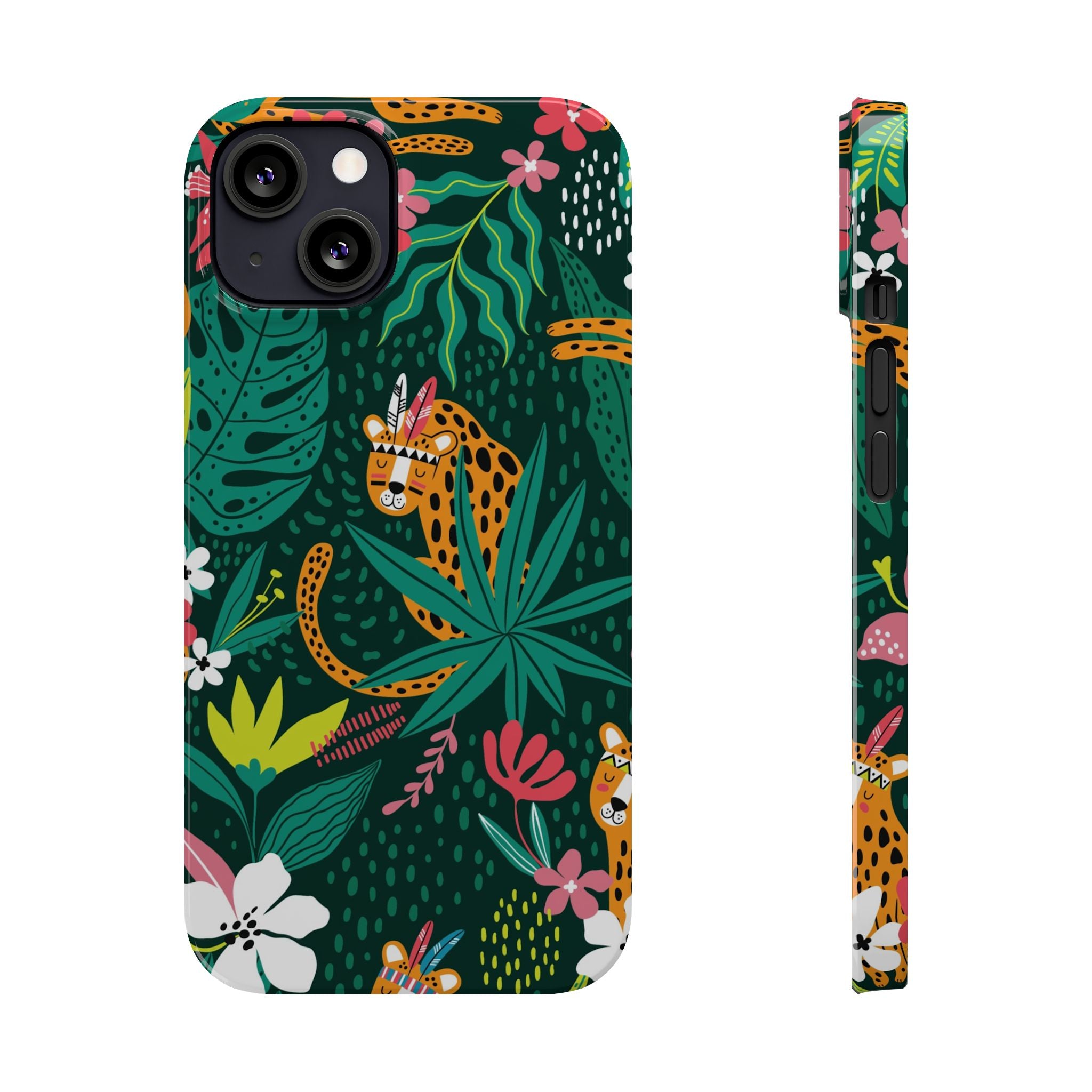 Slim Phone Case — Tropical Jungle Leopard Floral Pattern (Slim Protective Phone Cover)