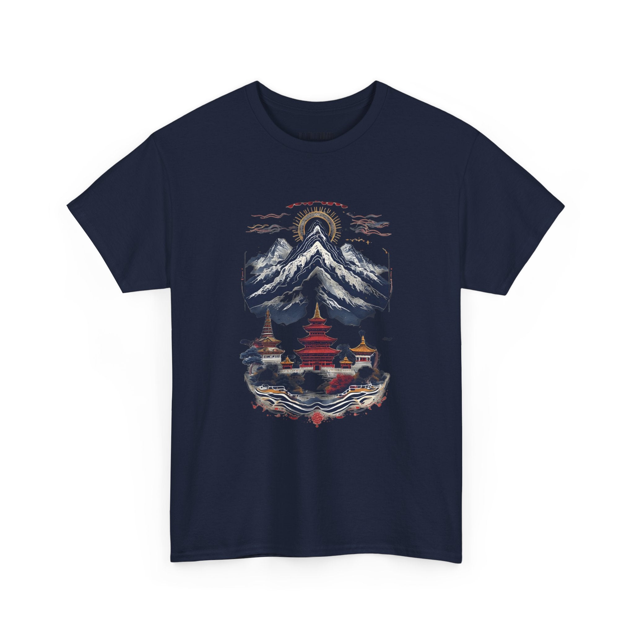 Japanese Mountain Pagoda T-Shirt — Zen Temple Landscape Tee