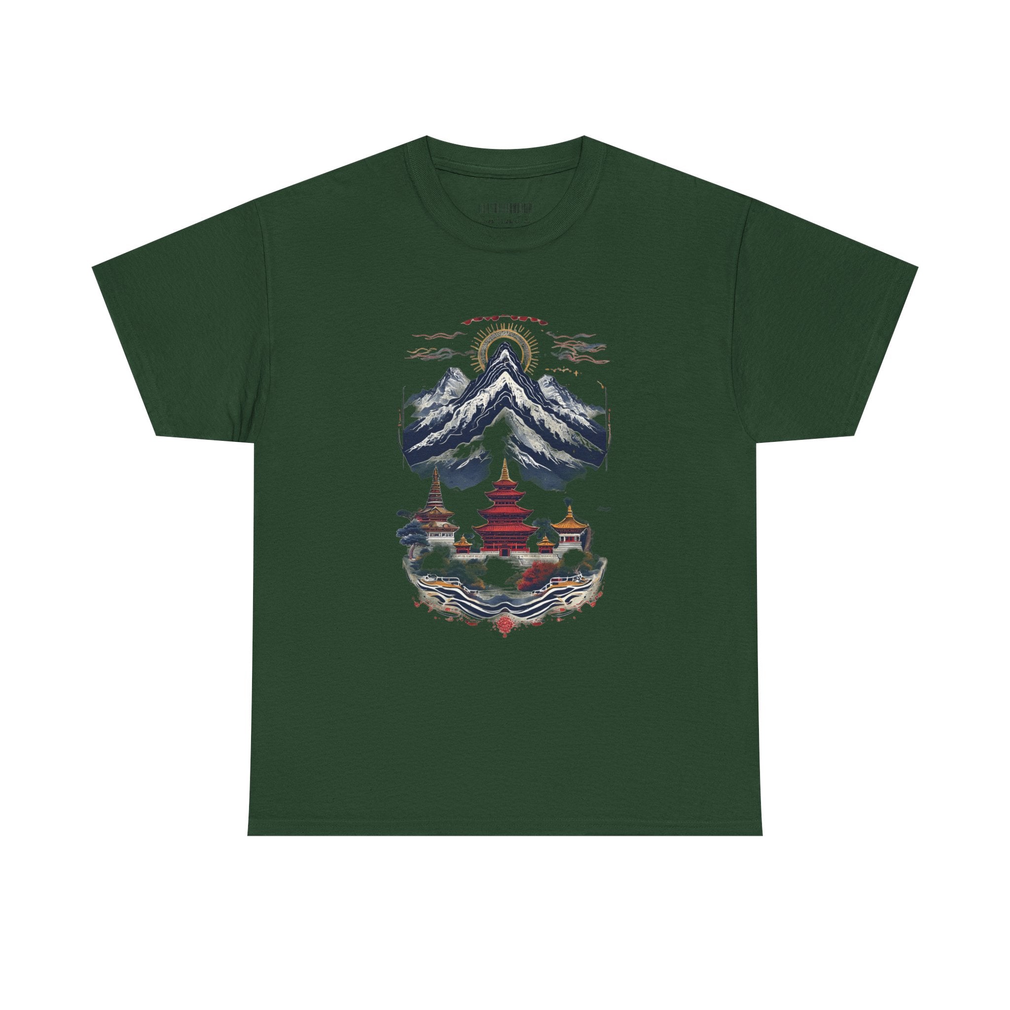 Japanese Mountain Pagoda T-Shirt — Zen Temple Landscape Tee
