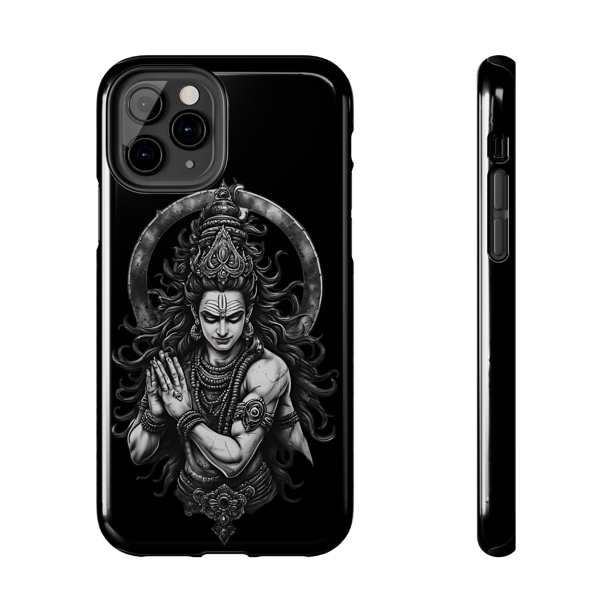 Shiva Tough Phone Case — Black Protective Hindu Deity Design