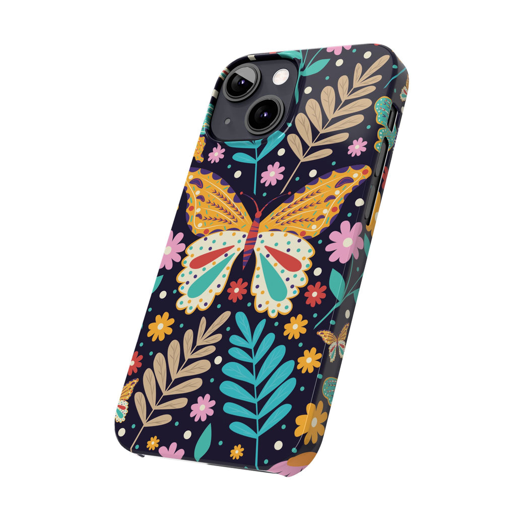 Butterfly Floral Slim Phone Case — Colorful Boho Garden Design