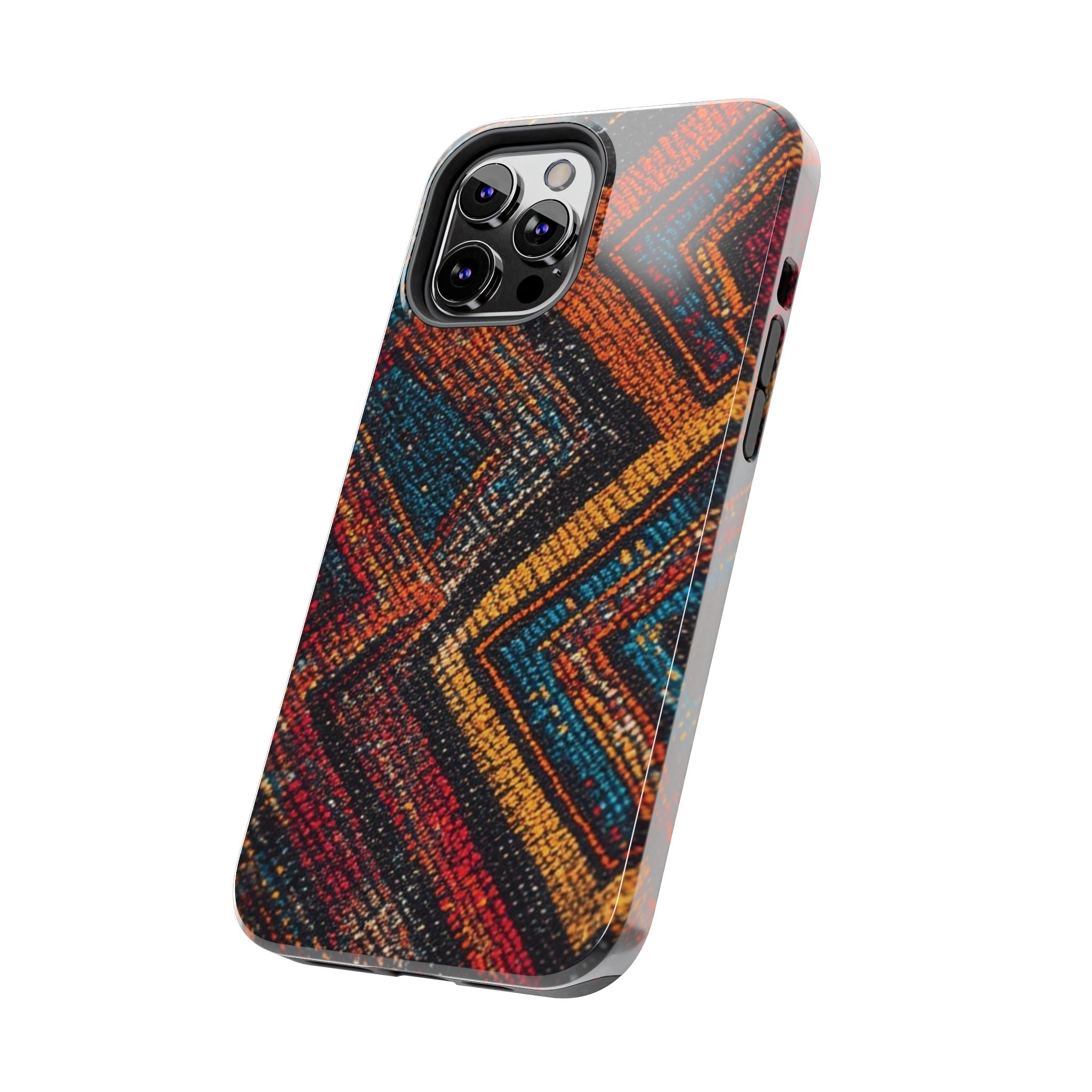 Tough Phone Case — Boho Geometric Rug Pattern, Protective iPhone Cover