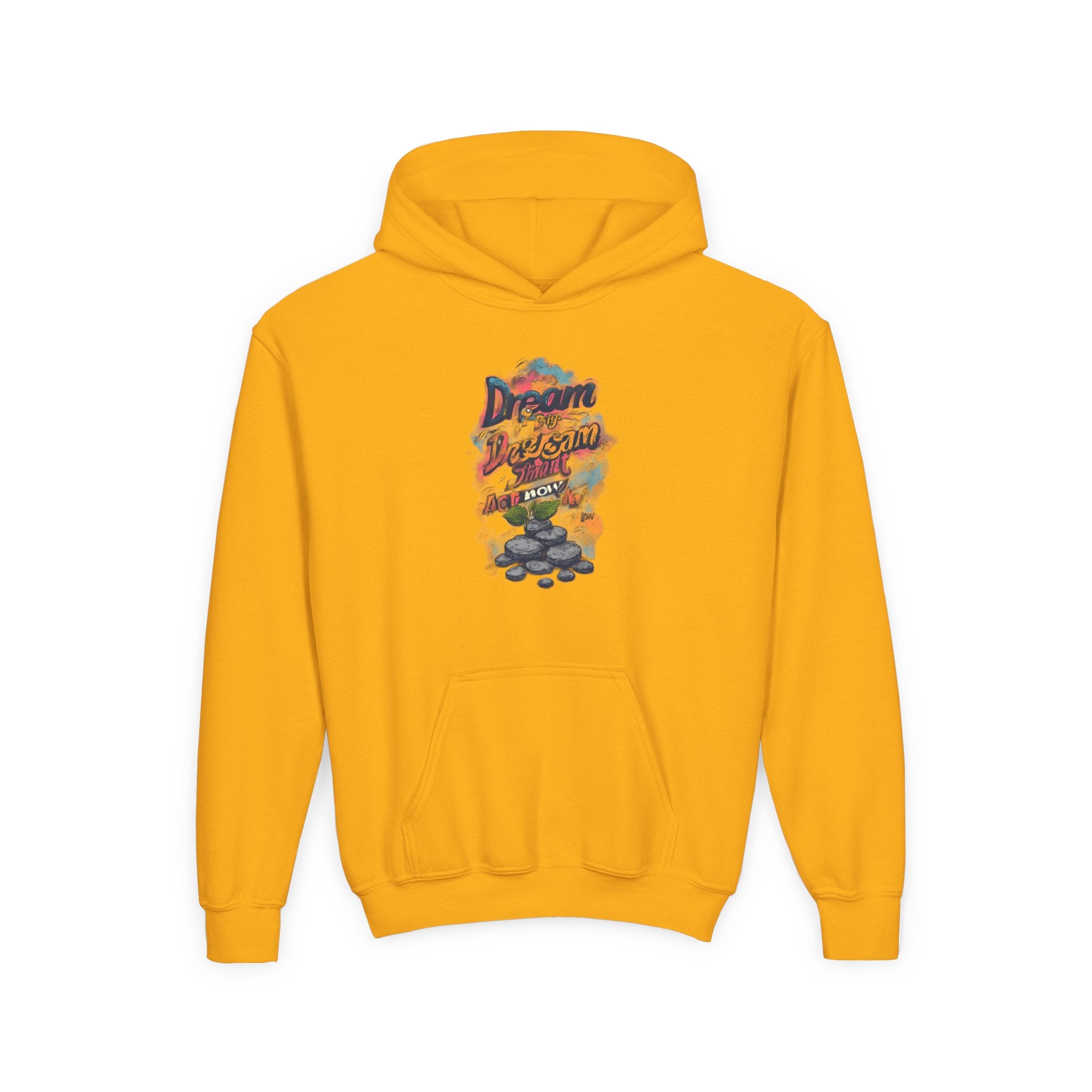 Dream Chasin' Youth Hoodie — Colorful Motivational Graphic Hoodie