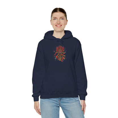 Demonic Oni Mask Hoodie — Japanese Demon Illustration Sweatshirt