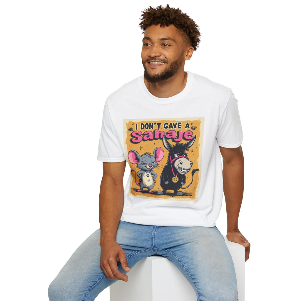Don’t Give a Satrage T-Shirt — Funny Mouse & Donkey Cartoon Tee