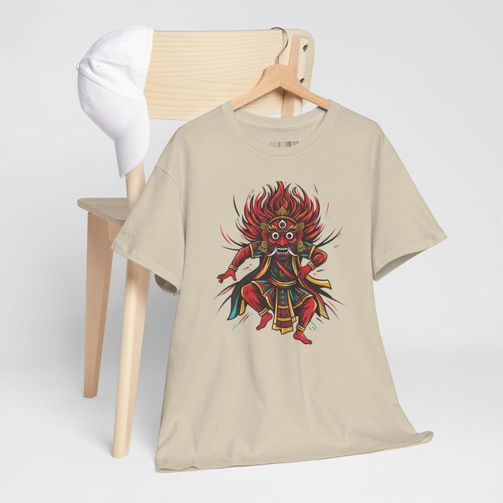 T-Shirt — Fierce Red Oni Demon Graphic Tee (Mythic Japanese Mask Design)