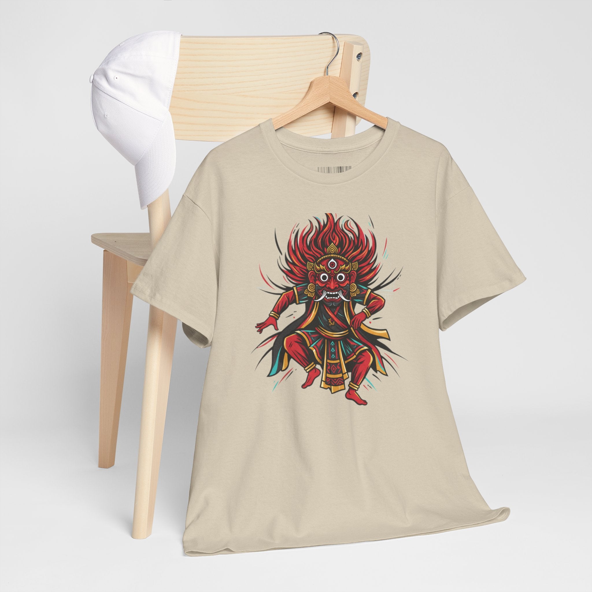 T-Shirt — Fierce Red Oni Demon Graphic Tee (Mythic Japanese Mask Design)