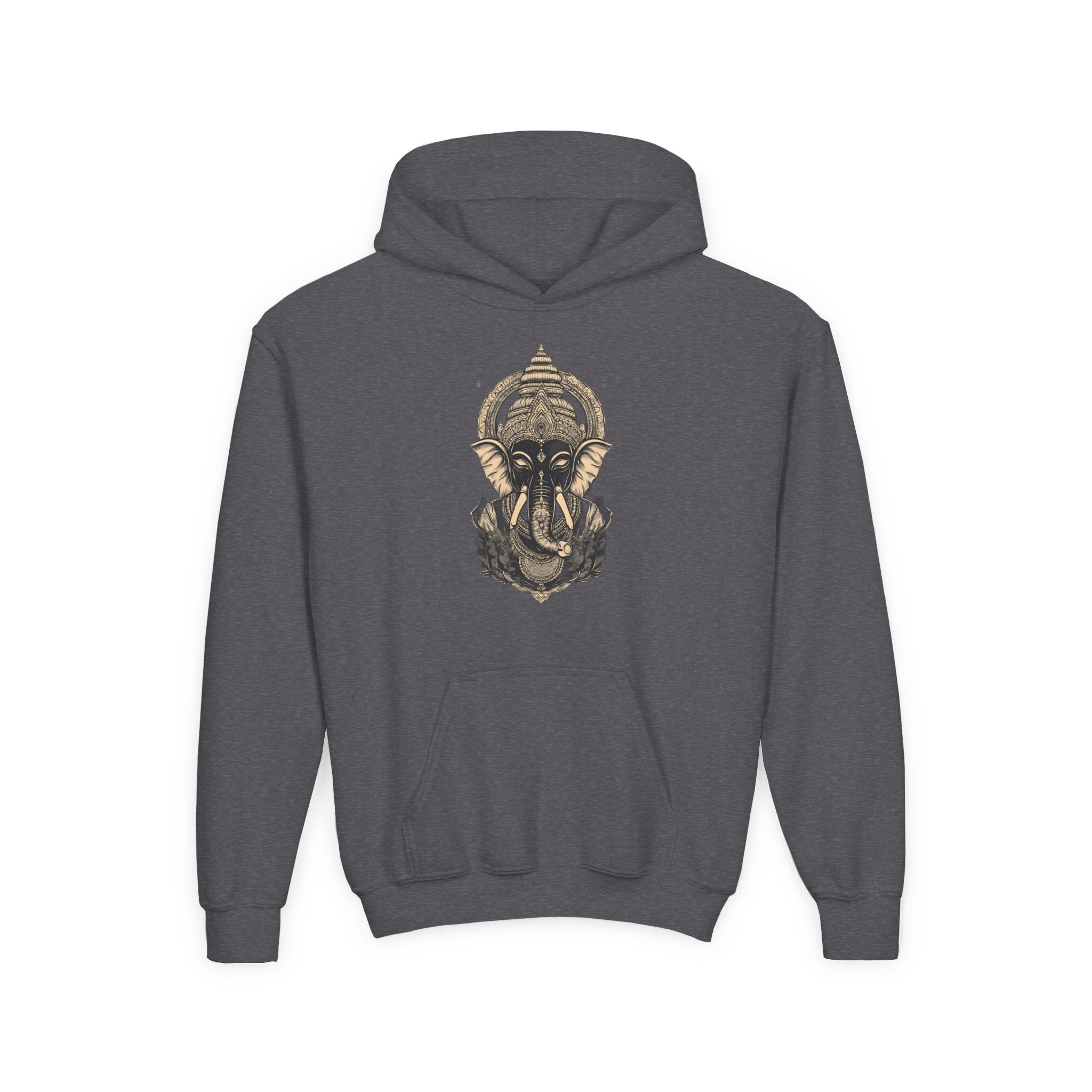 Youth Hoodie — Majestic Ganesha Elephant Art Graphic