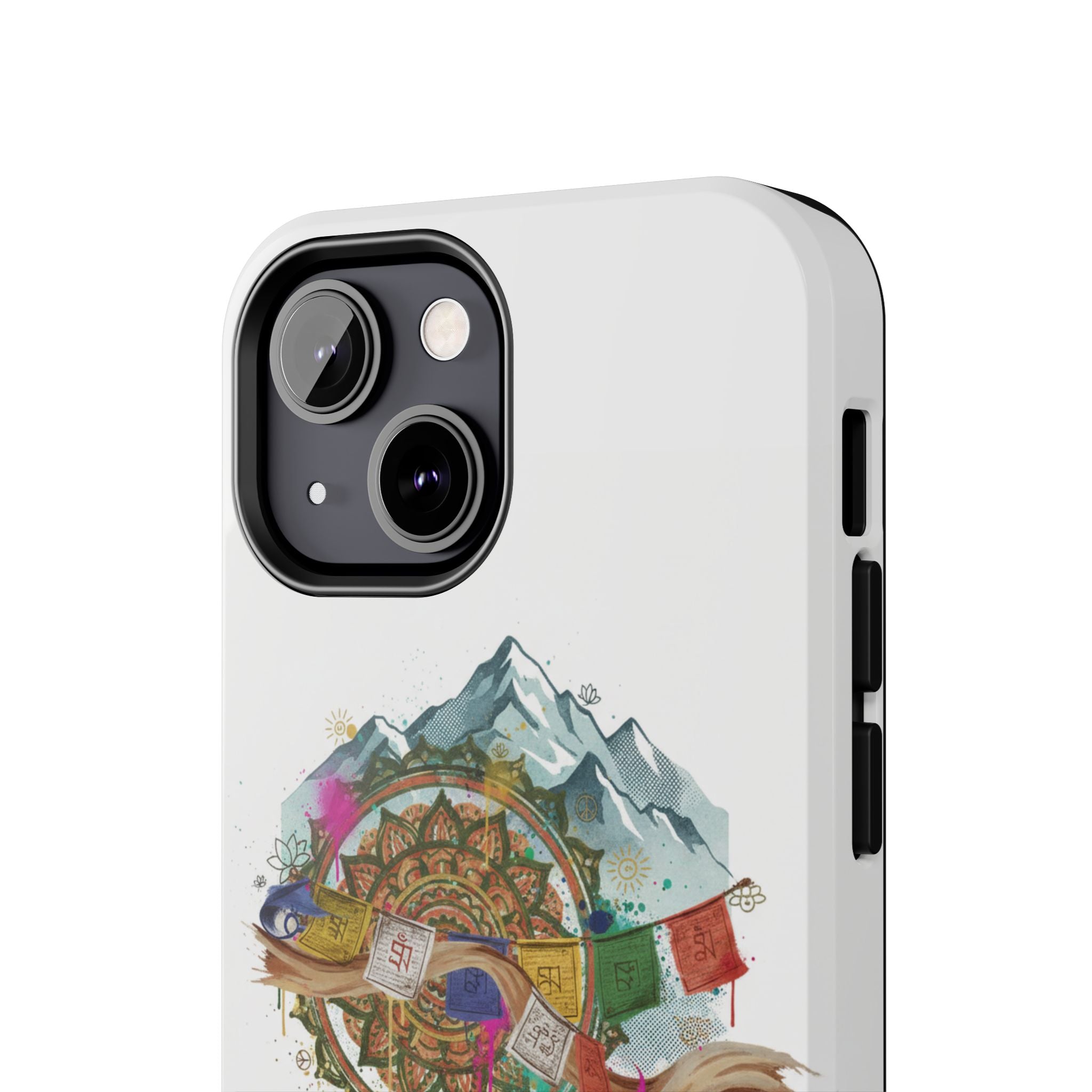 Mountain Compass Tough Phone Case with Prayer Flags & Fish Design