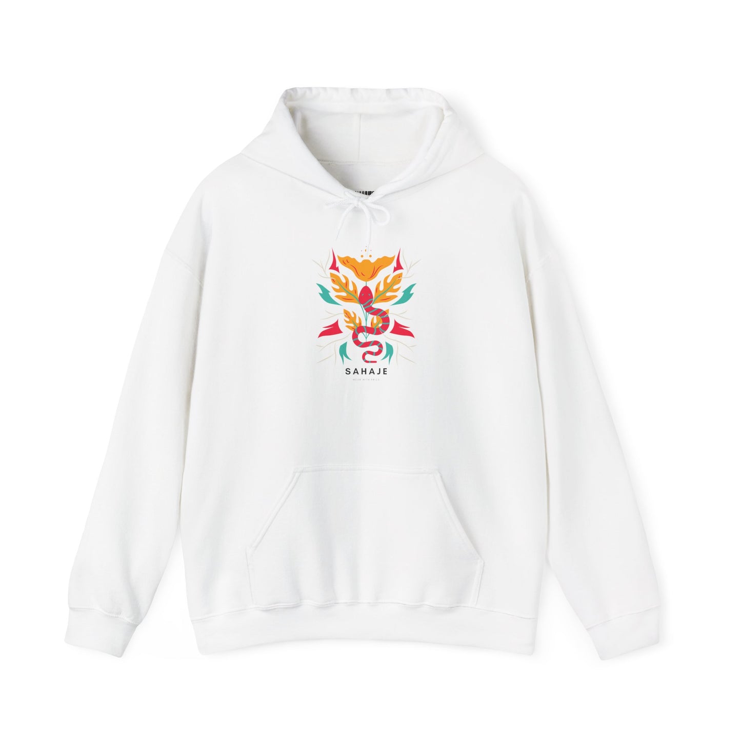 Floral Snake Hoodie — Colorful Serpent & Bloom Graphic Sweatshirt
