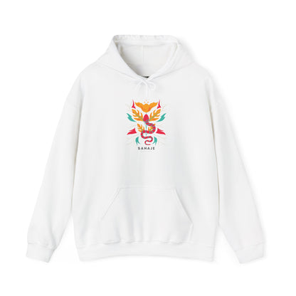 Floral Snake Hoodie — Colorful Serpent & Bloom Graphic Sweatshirt
