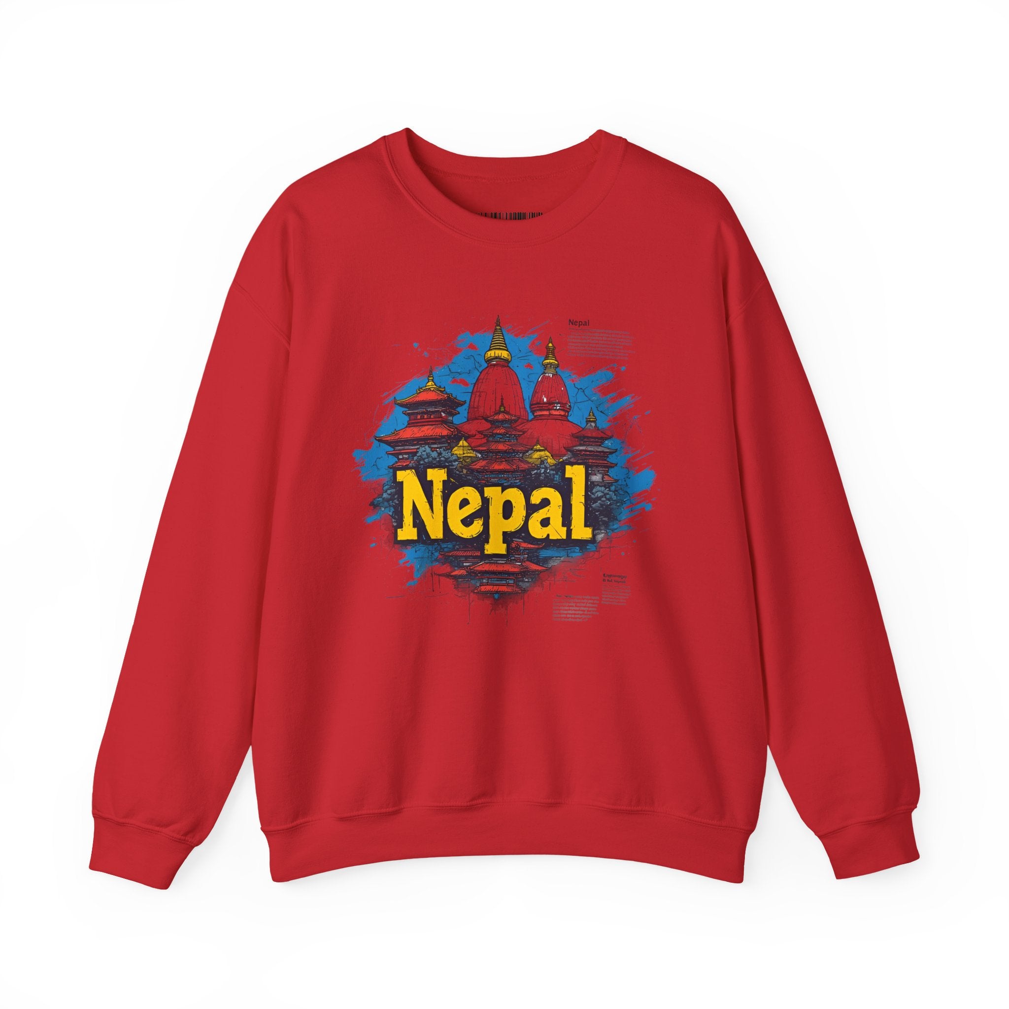 Nepal Landmark Crewneck Sweatshirt – Vintage Kathmandu Stupa Travel Pullover