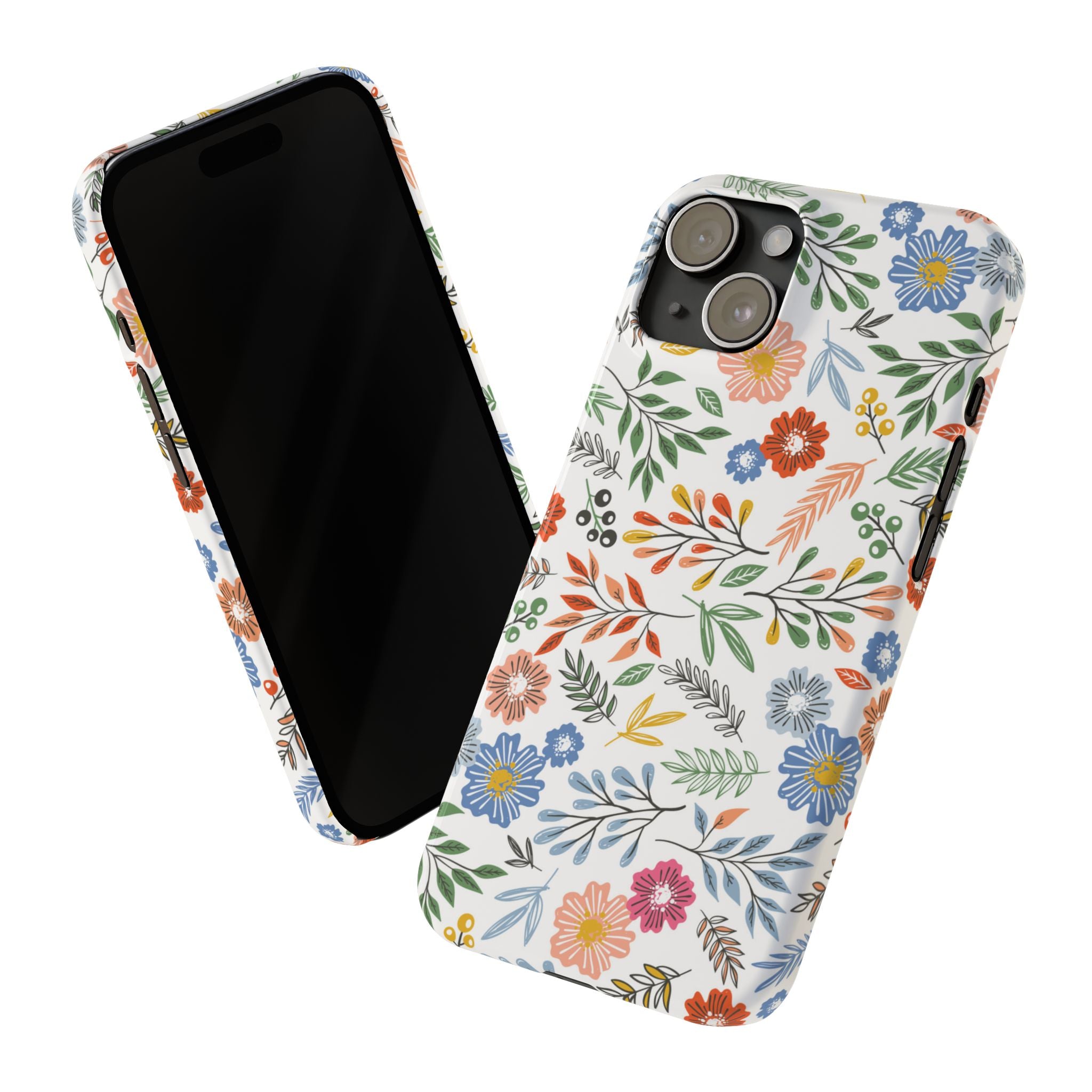 Slim Floral Phone Case — Colorful Hand-Drawn Wildflower Design
