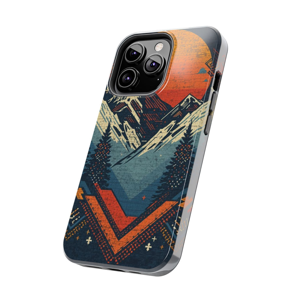 Tough Phone Case — Retro Mountain Sunset Design