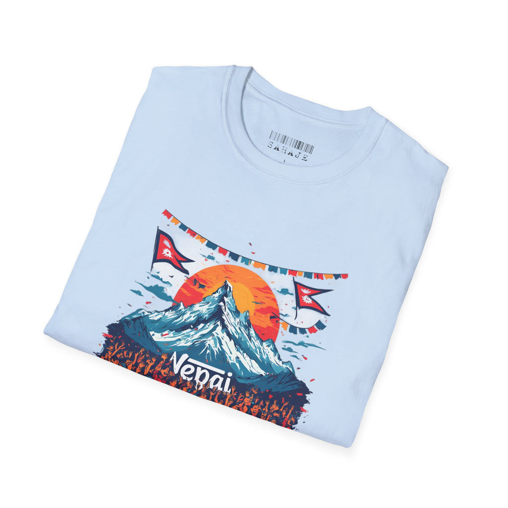 Nepal Mountain Sunrise T-Shirt — Retro Trekking Graphic Tee