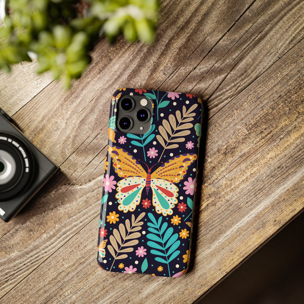 Butterfly Floral Slim Phone Case — Colorful Boho Garden Design