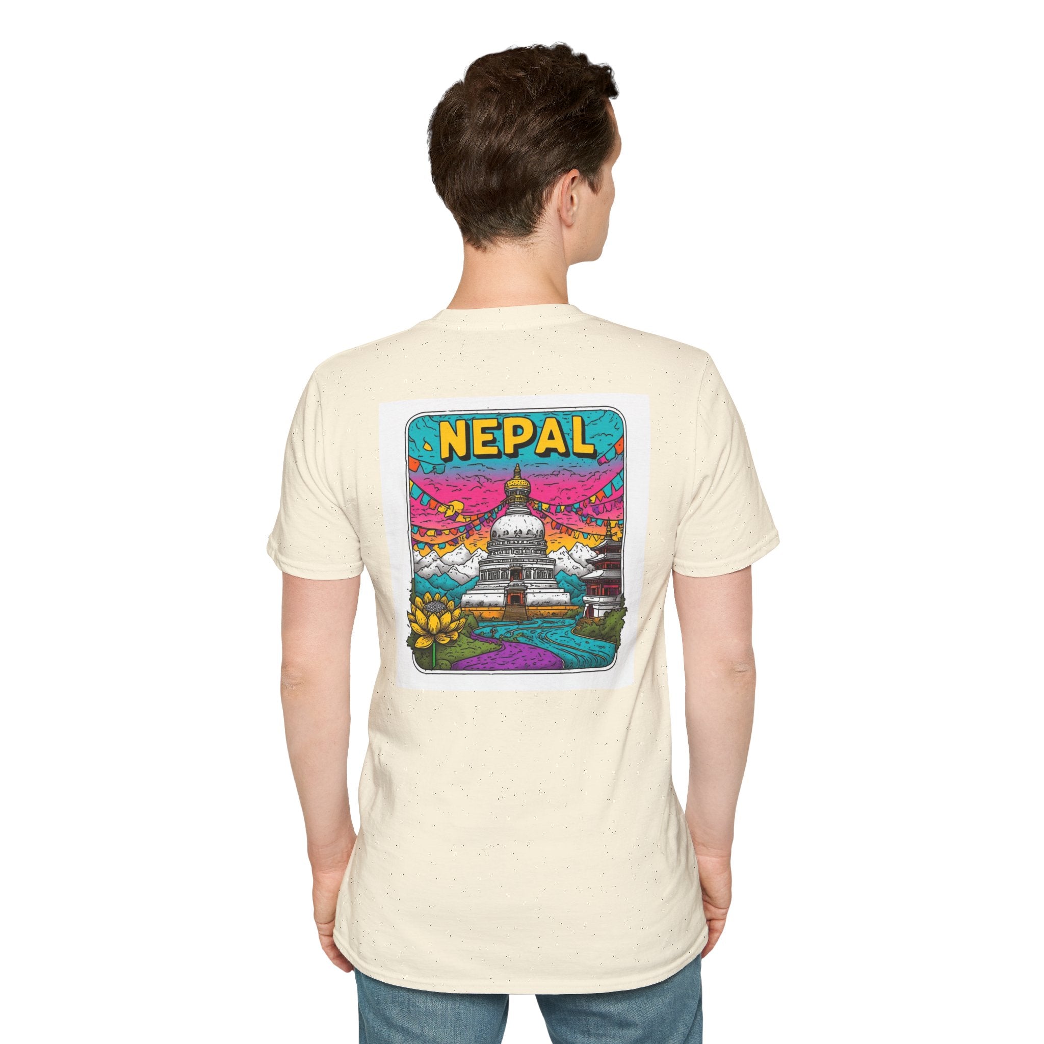 Nepal Graphic T-Shirt — Colorful Stupa Travel Tee