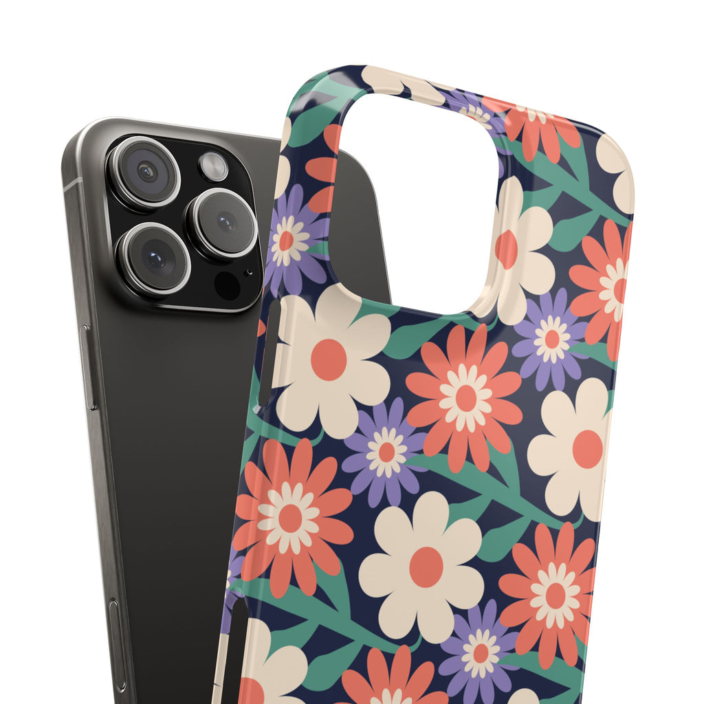 Floral Retro Slim Phone Case – Navy Ditsy Flowers