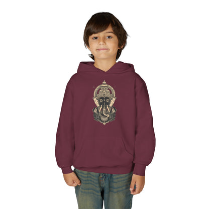 Youth Hoodie — Majestic Ganesha Elephant Art Graphic