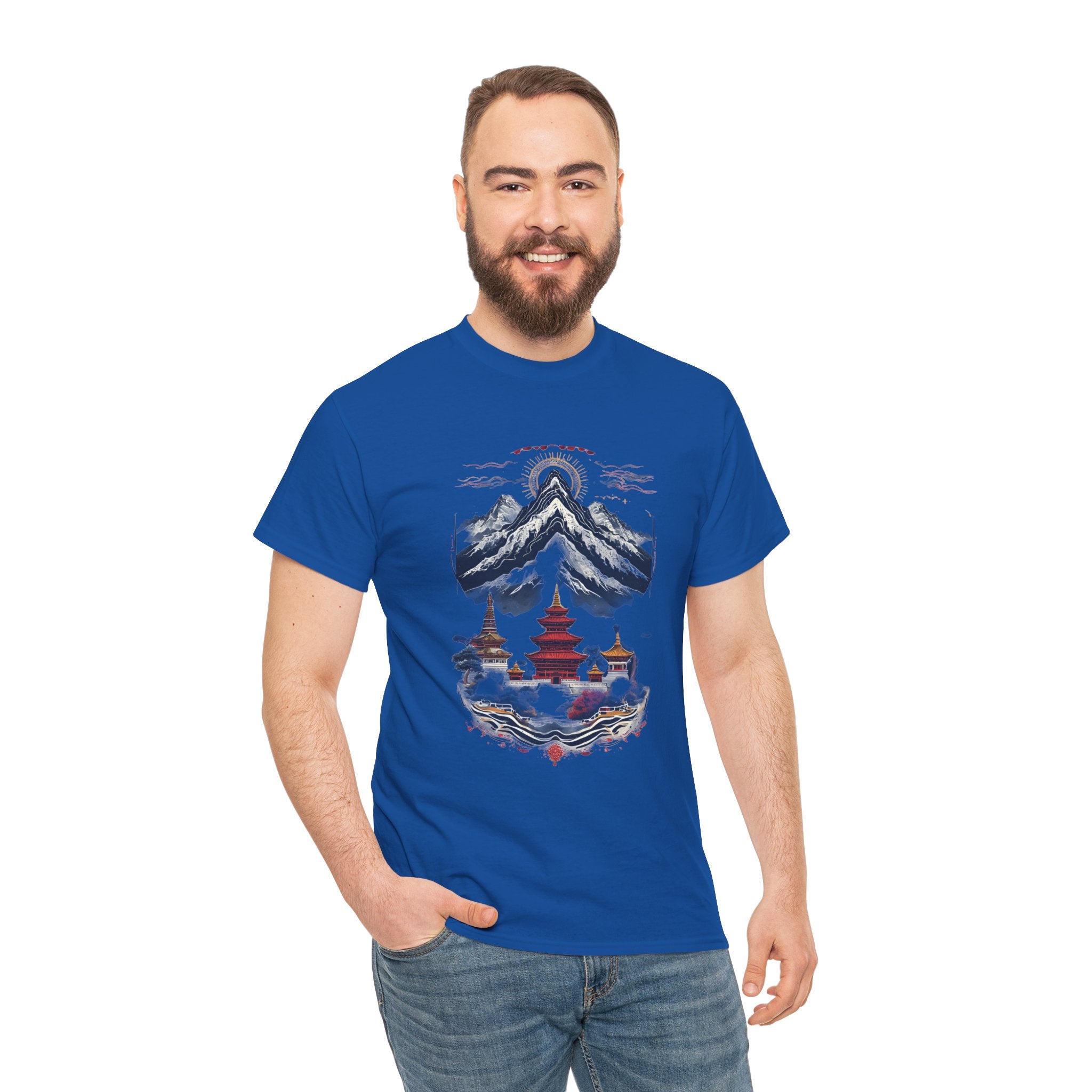 Japanese Mountain Pagoda T-Shirt — Zen Temple Landscape Tee