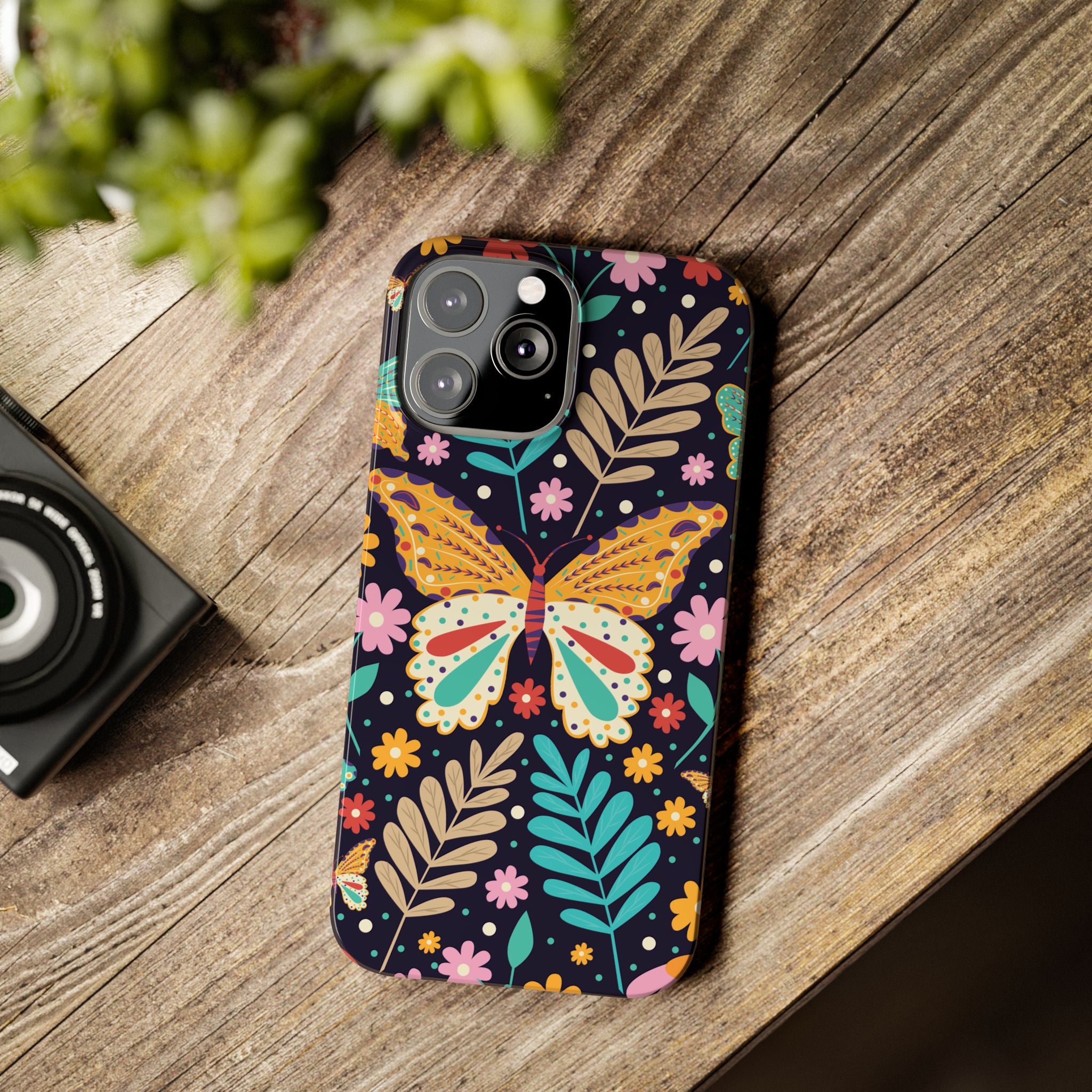 Butterfly Floral Slim Phone Case — Colorful Boho Garden Design