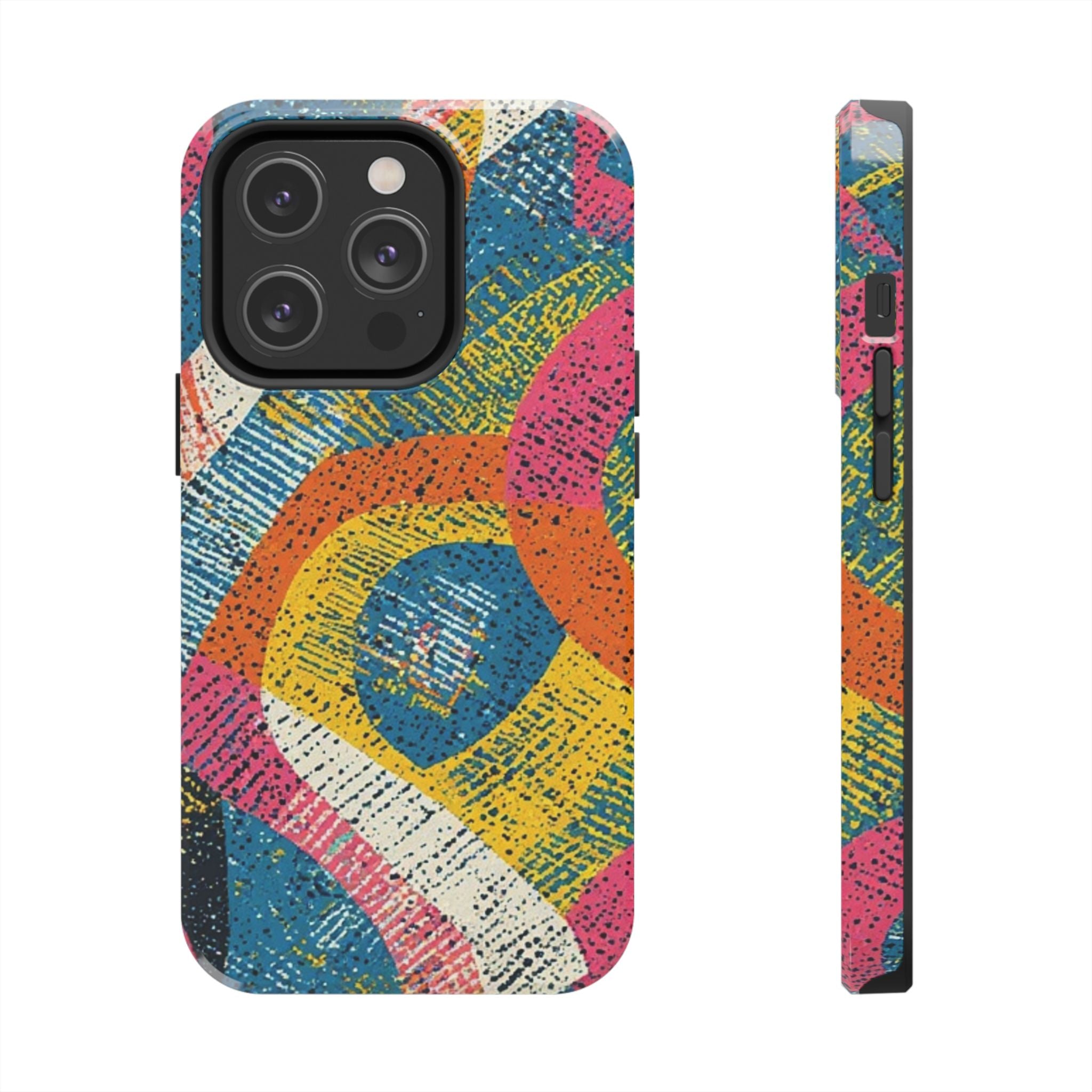 Bold Retro Abstract Tough Phone Case — Colorful Geometric Protective Cover
