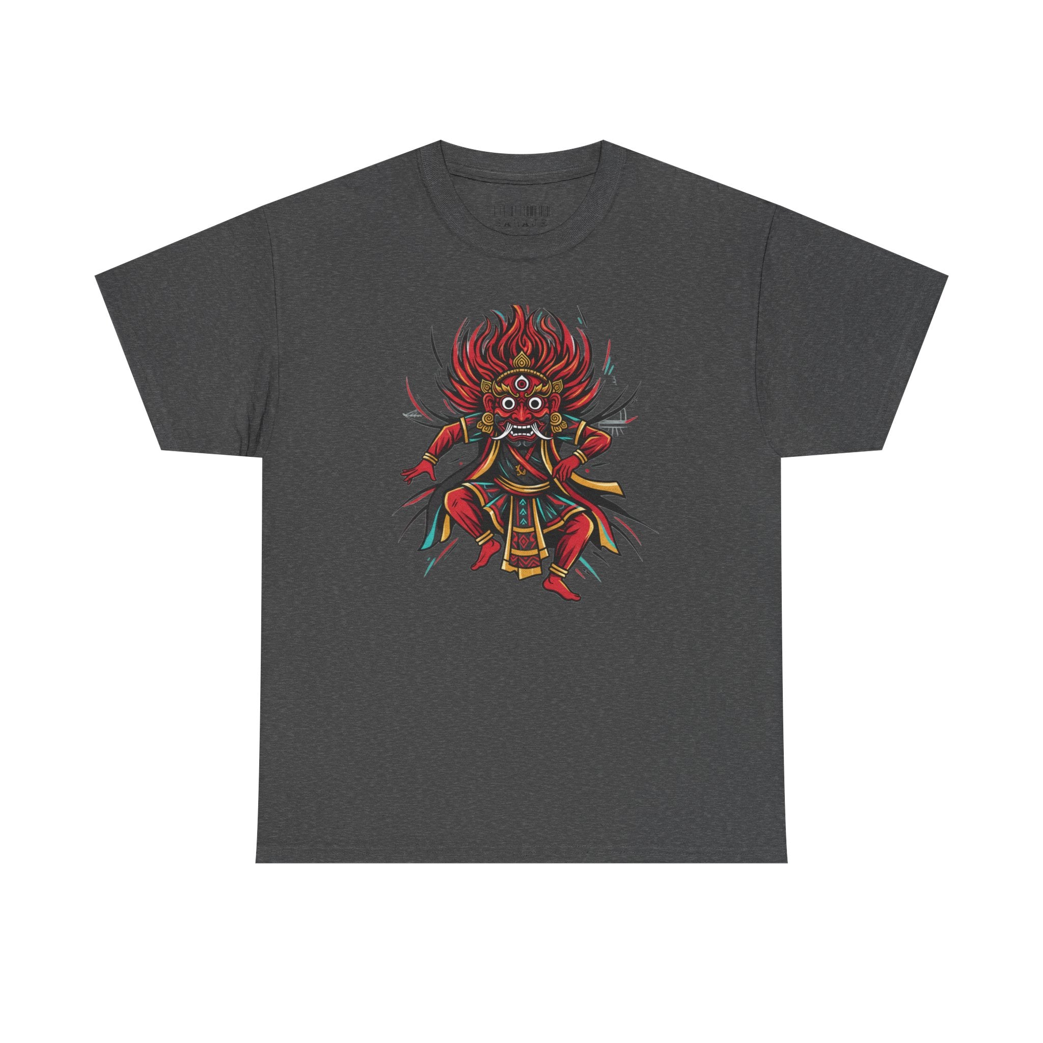 T-Shirt — Fierce Red Oni Demon Graphic Tee (Mythic Japanese Mask Design)