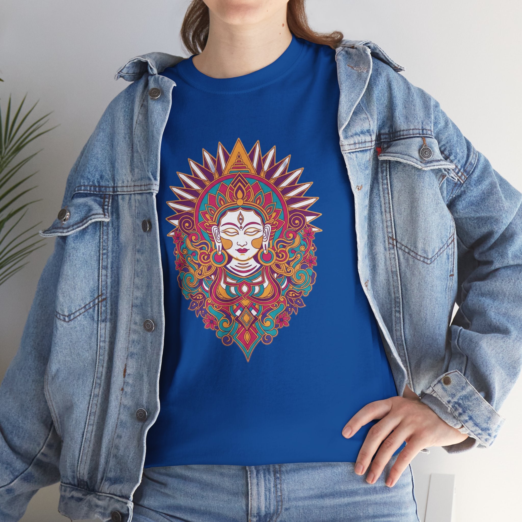 Spiritual Goddess Sun Mandala Tee — Colorful Boho Yoga T‑Shirt