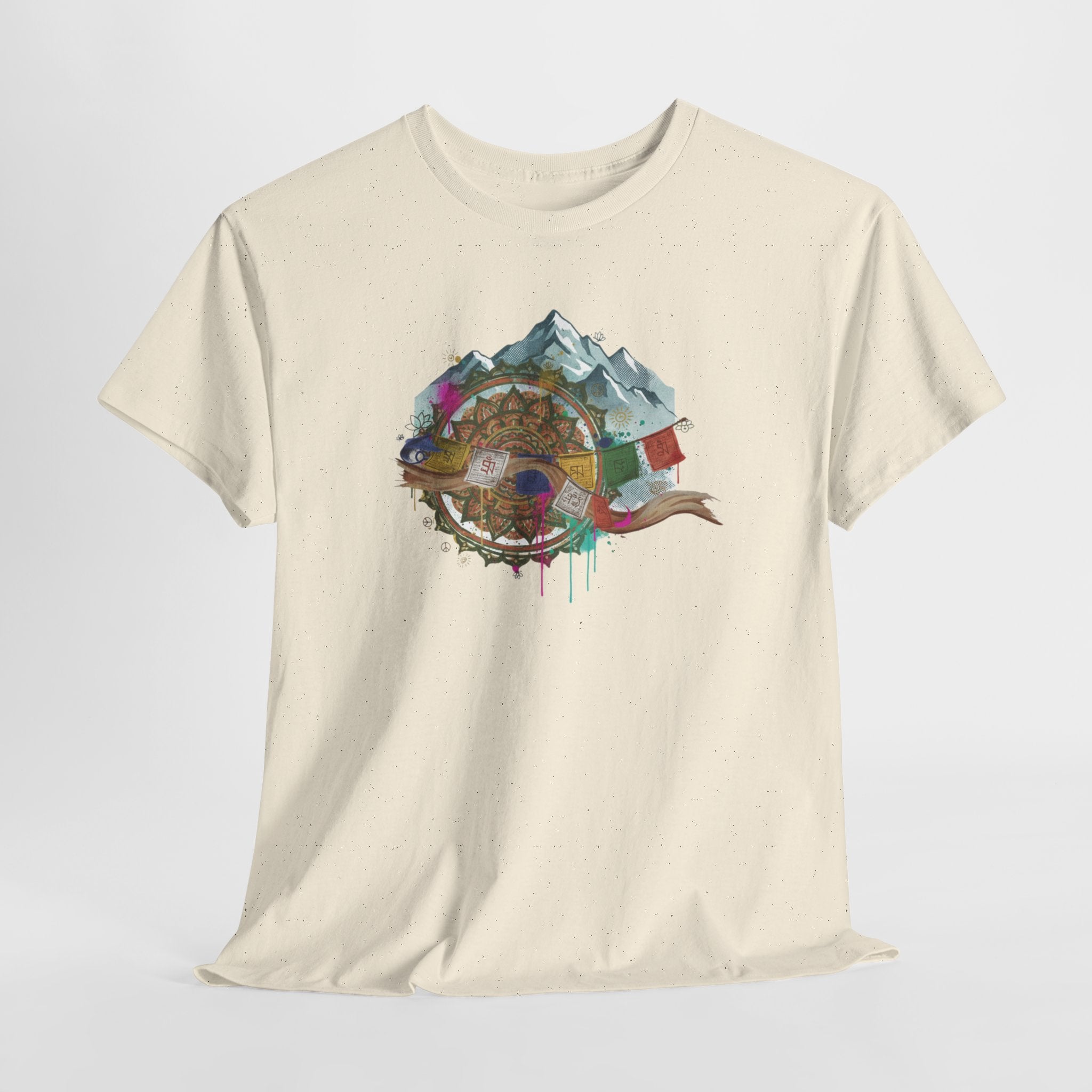 Adventure Compass Graphic Tee — Mountain, Globe & Flag Illustration