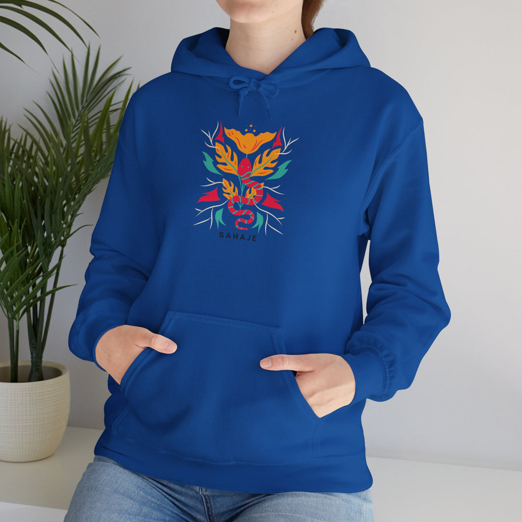 Floral Snake Hoodie — Colorful Serpent & Bloom Graphic Sweatshirt