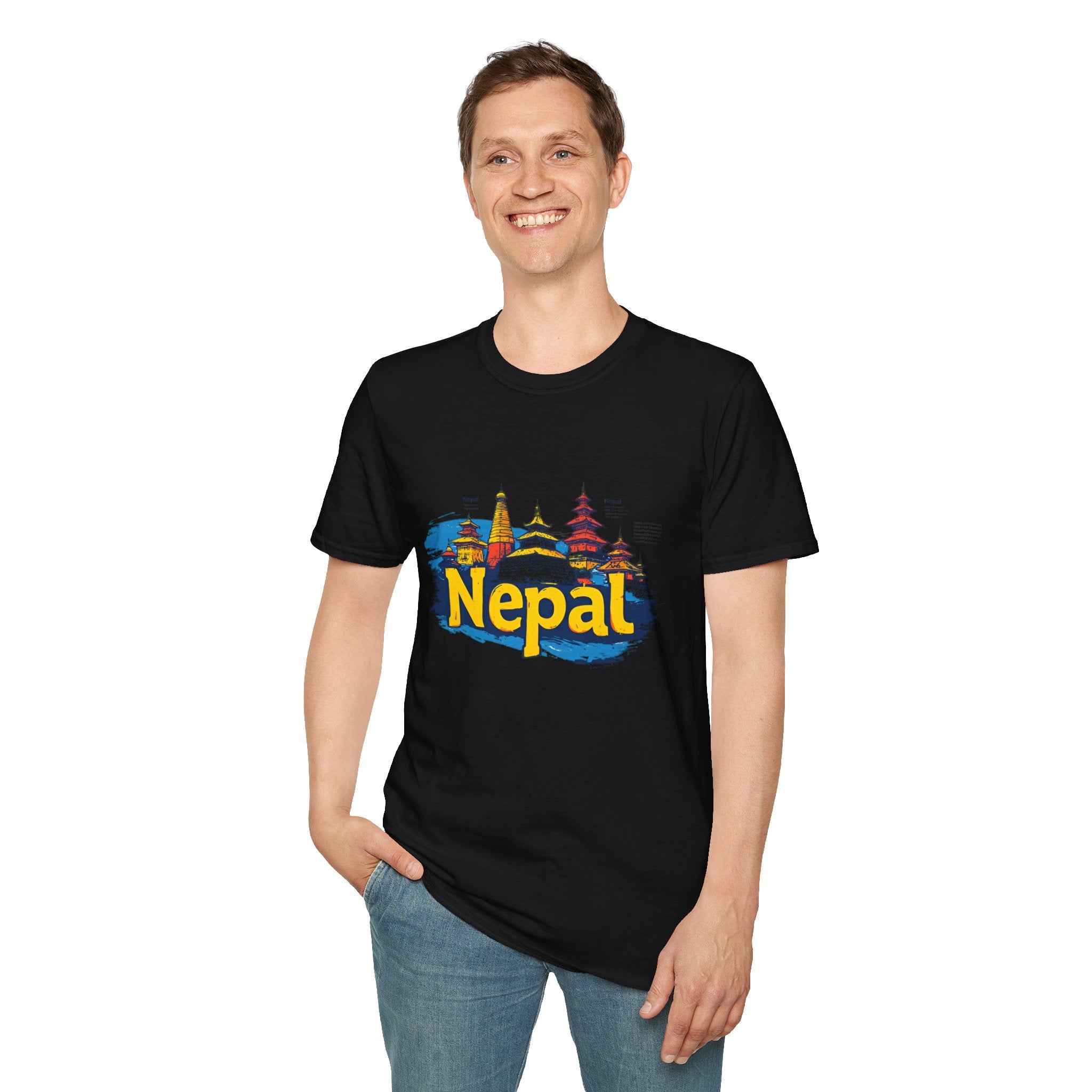 Nepal Temple Skyline T-Shirt – Nepali Cultural Heritage Graphic Tee, Travel & Spiritual Design