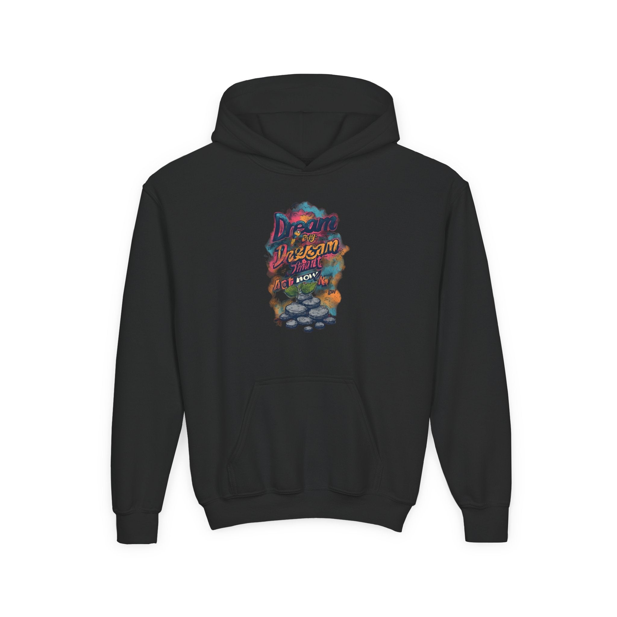 Dream Chasin' Youth Hoodie — Colorful Motivational Graphic Hoodie