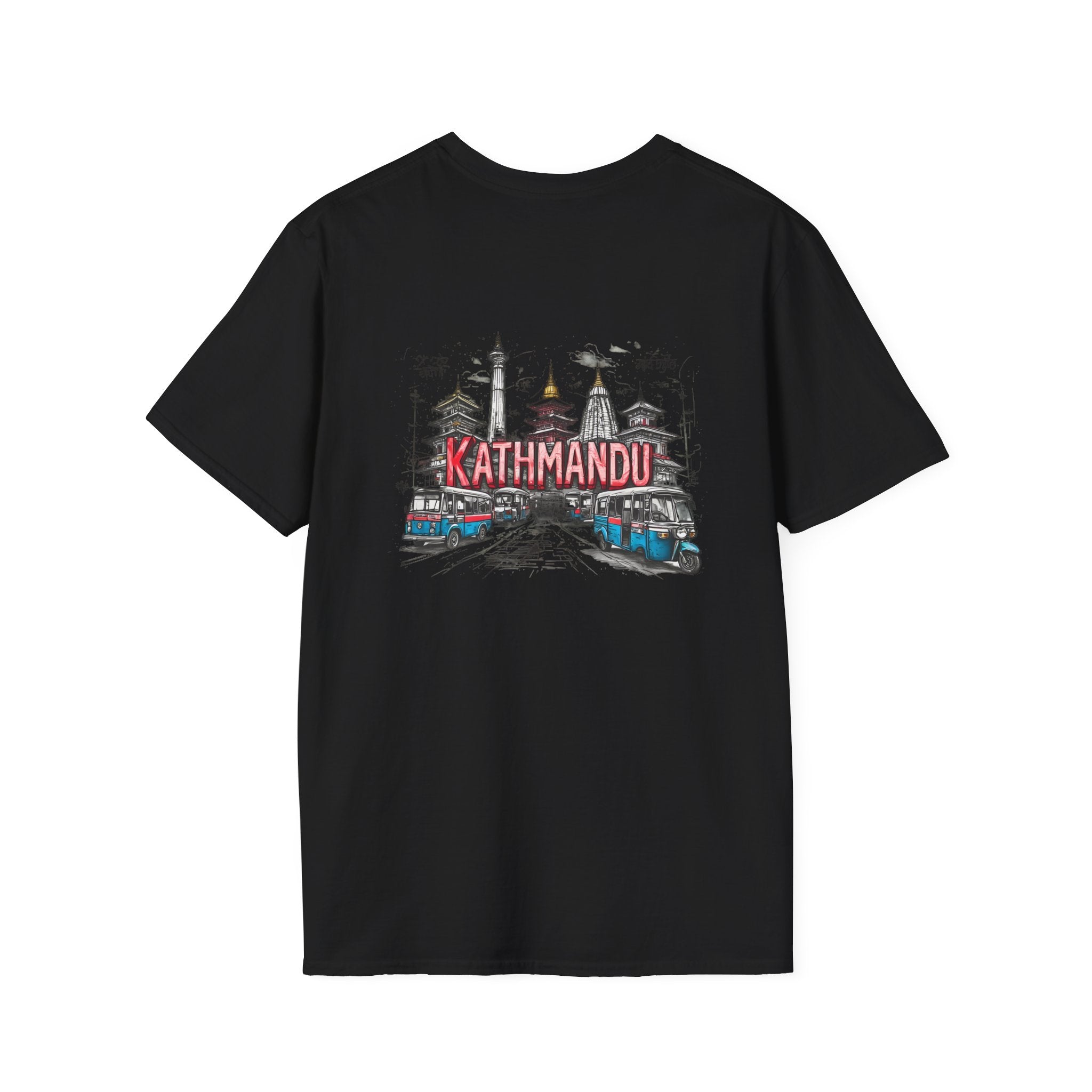 Kathmandu Travel T-Shirt — Nepali Temple & Vintage Jeep Graphic tee