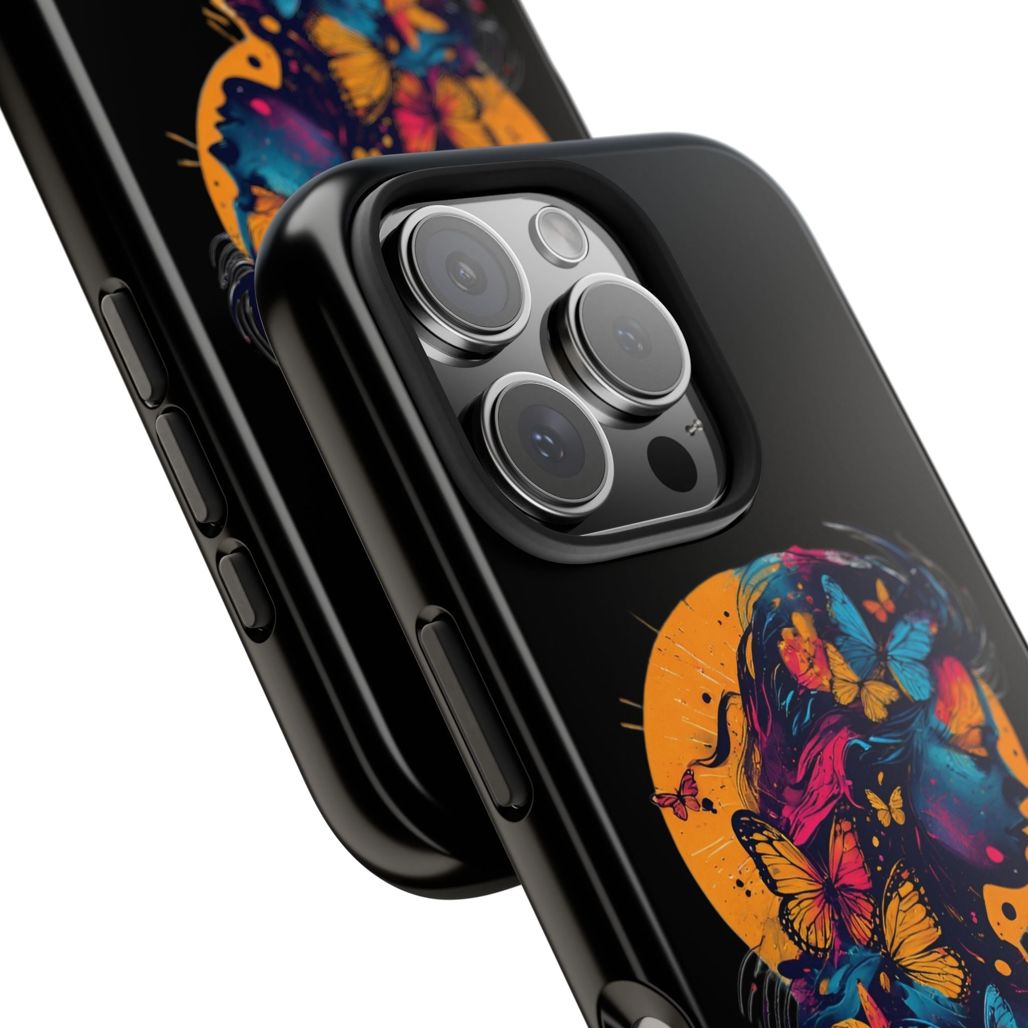 Butterfly Silhouette Tough Phone Case — Colorful Woman Art Protective Cover