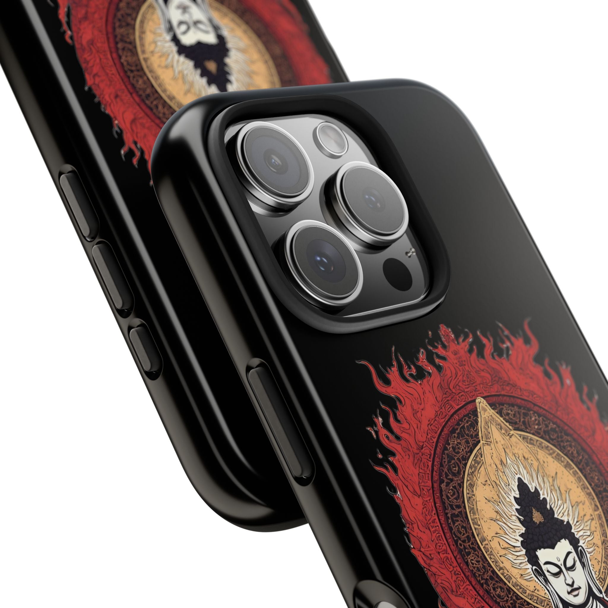 Buddha Meditation Tough Phone Case — Flame Halo Lotus Spiritual Protective Cover