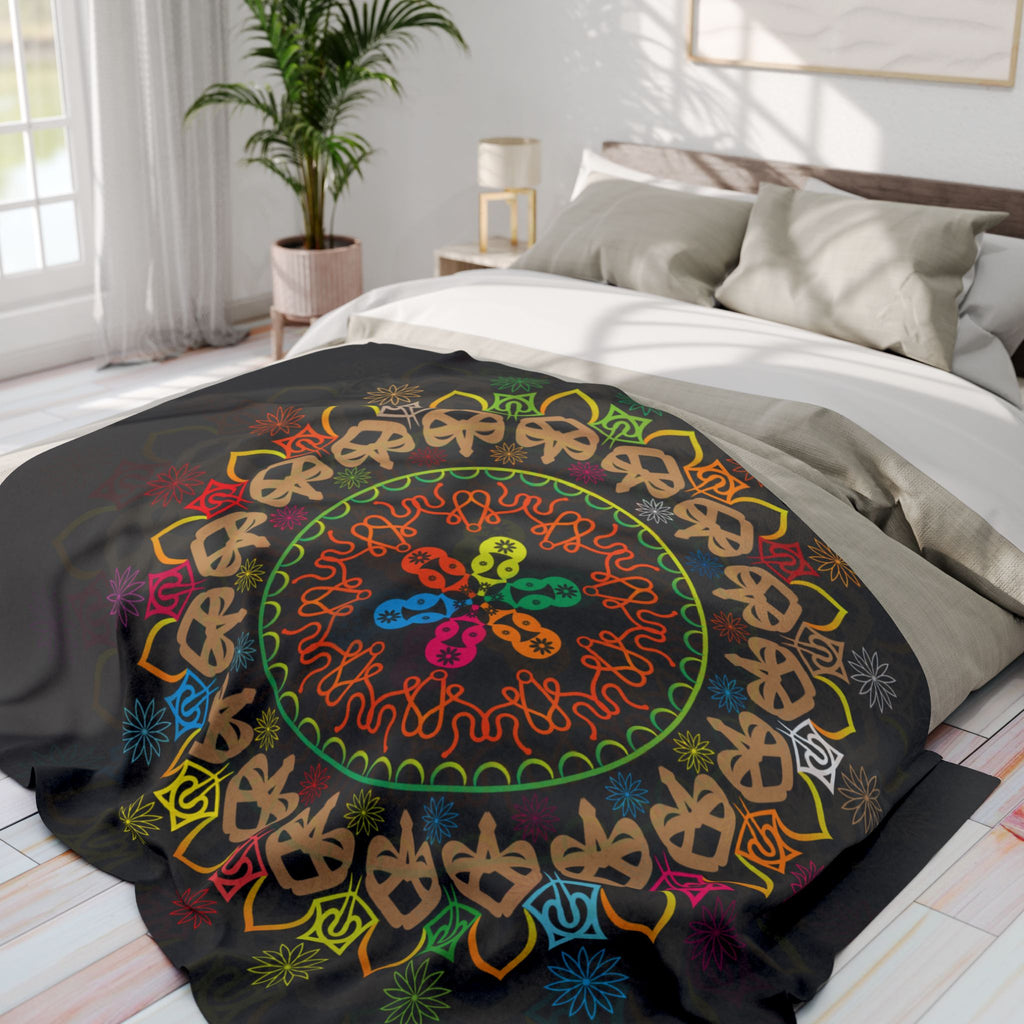 Mandala Skull Arctic Fleece Blanket — Colorful Bohemian Skull Circle Throw
