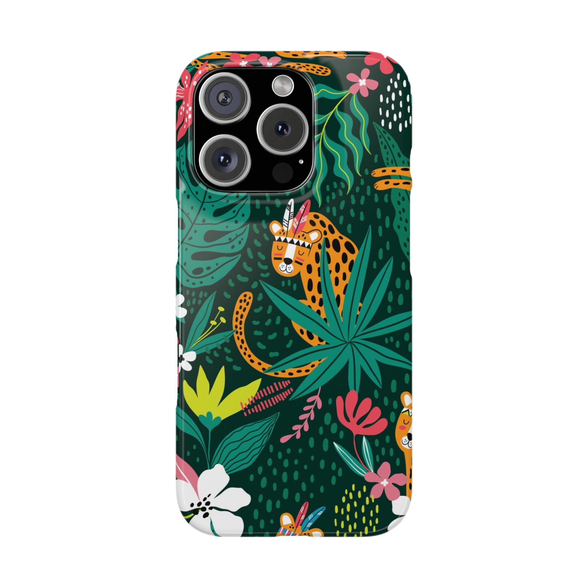 Slim Phone Case — Tropical Jungle Leopard Floral Pattern (Slim Protective Phone Cover)