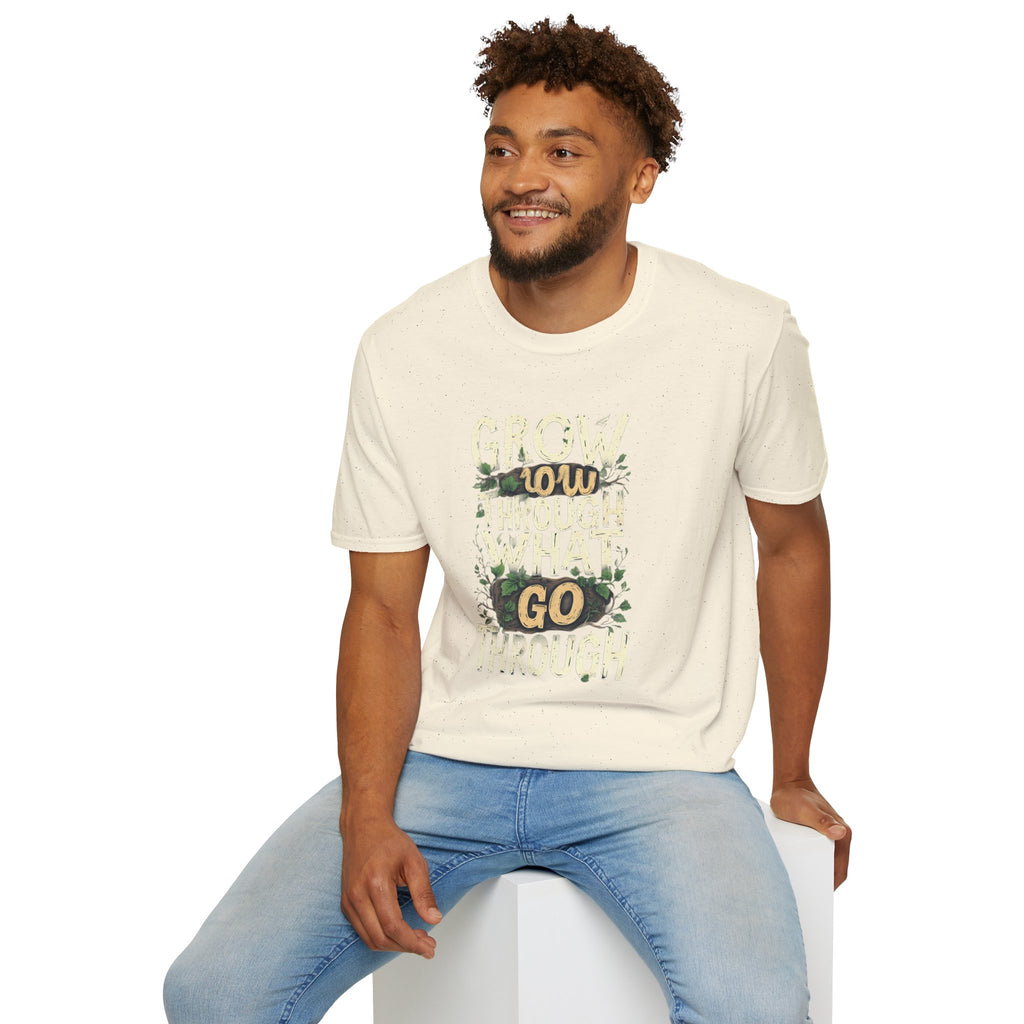 T-Shirt — Floral 'Grow Slow, Go Through' Inspirational Graphic Tee