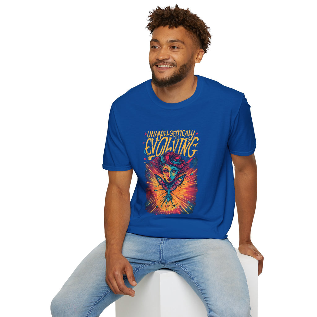 Evolving Butterfly Graphic T-Shirt — "Unapologetically Evolving" Vibrant Psychedelic Tee