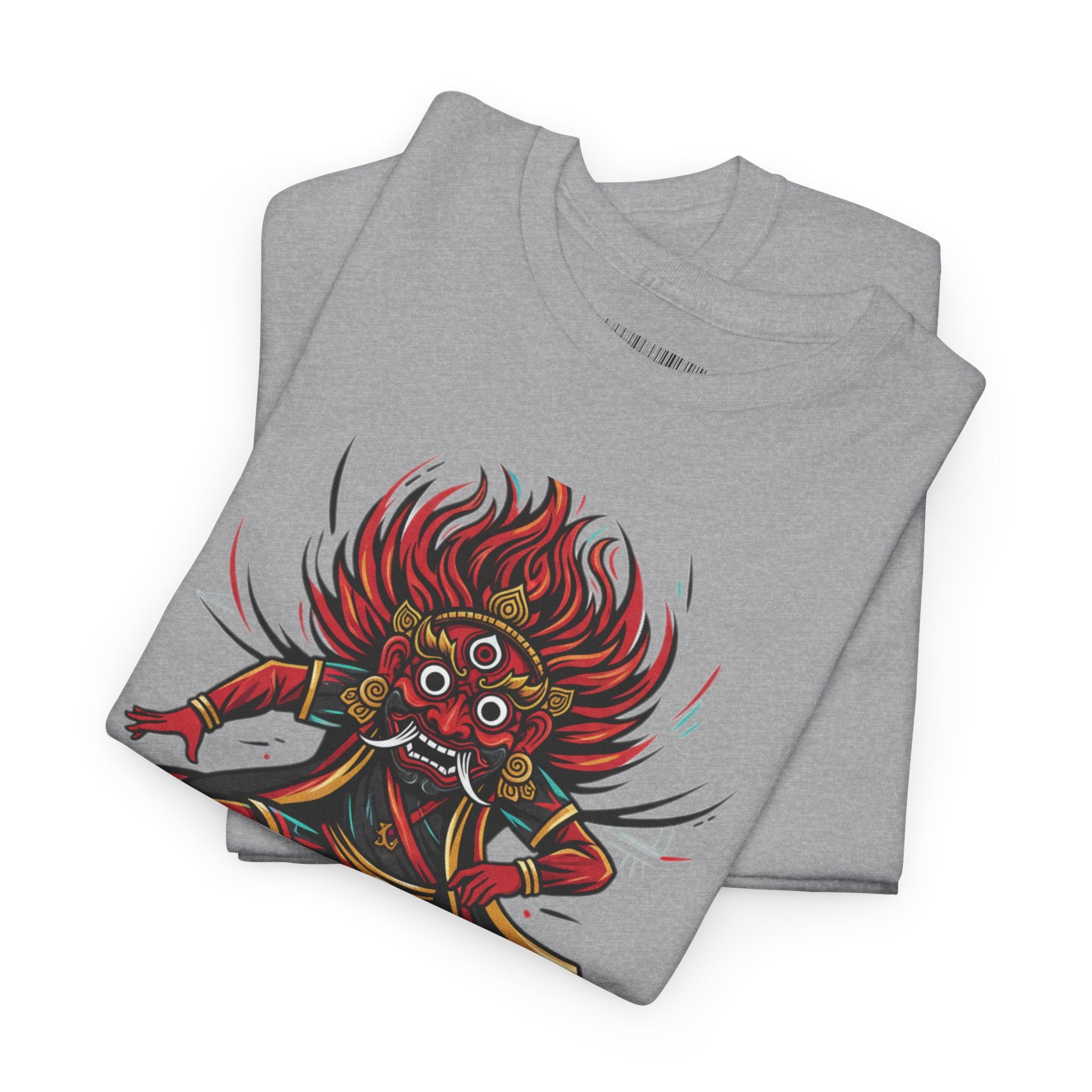 T-Shirt — Fierce Red Oni Demon Graphic Tee (Mythic Japanese Mask Design)