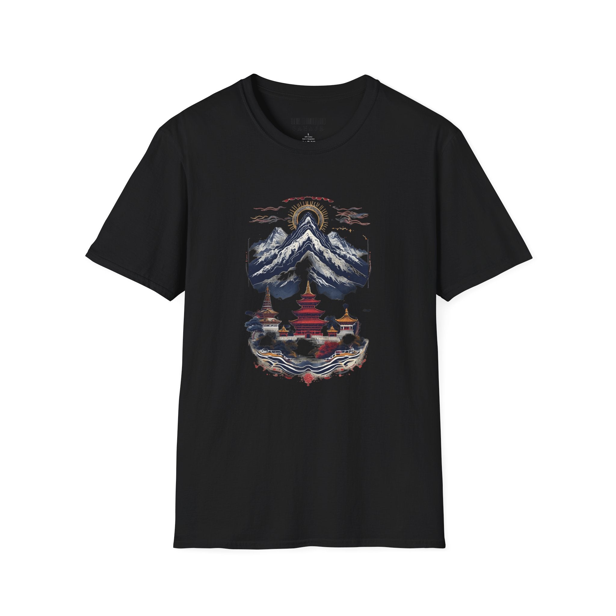 Asian Landscape T-Shirt — Mountain Pagoda Scenic Tee