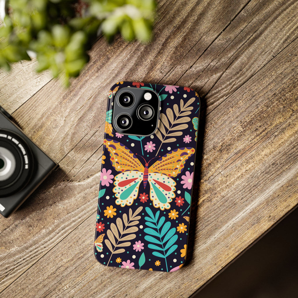 Butterfly Floral Slim Phone Case — Colorful Boho Garden Design