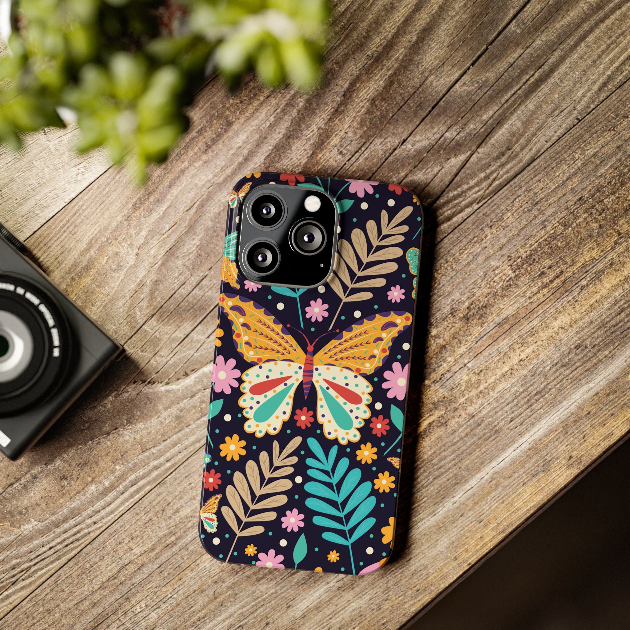 Butterfly Floral Slim Phone Case — Colorful Boho Garden Design