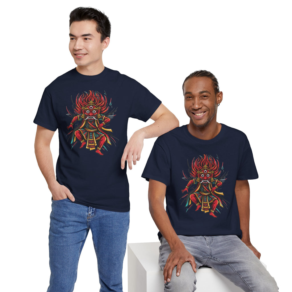T-Shirt — Fierce Red Oni Demon Graphic Tee (Mythic Japanese Mask Design)