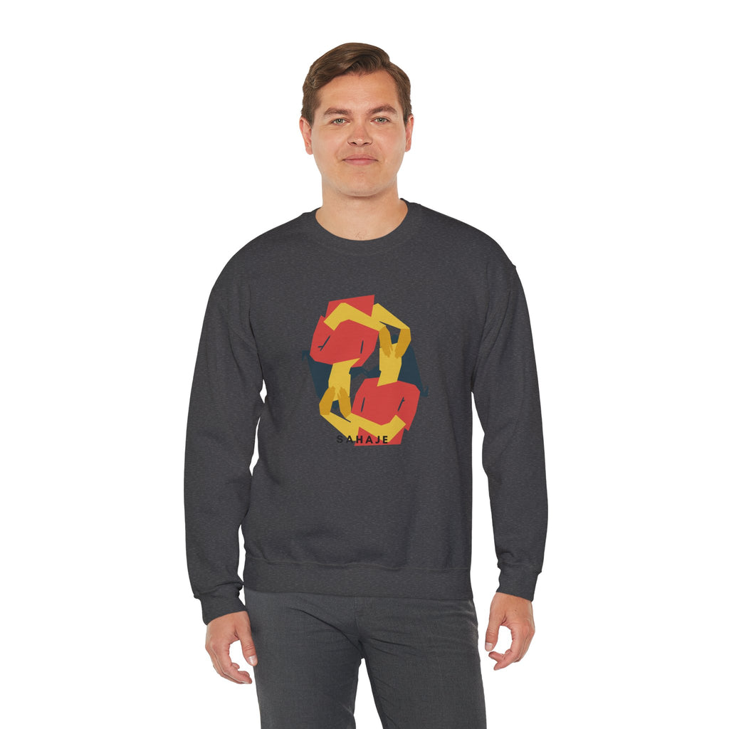 Abstract Flamingo Geometric Crewneck Sweatshirt