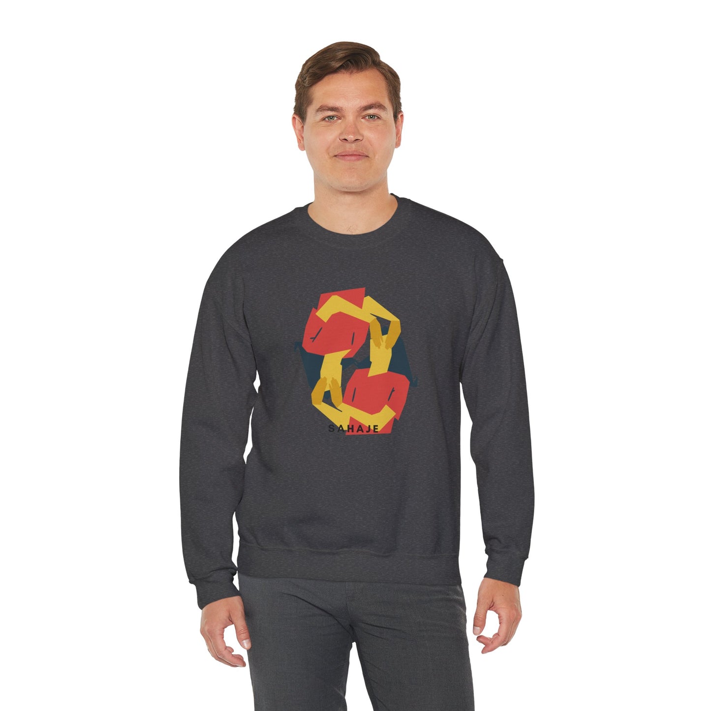 Abstract Flamingo Geometric Crewneck Sweatshirt