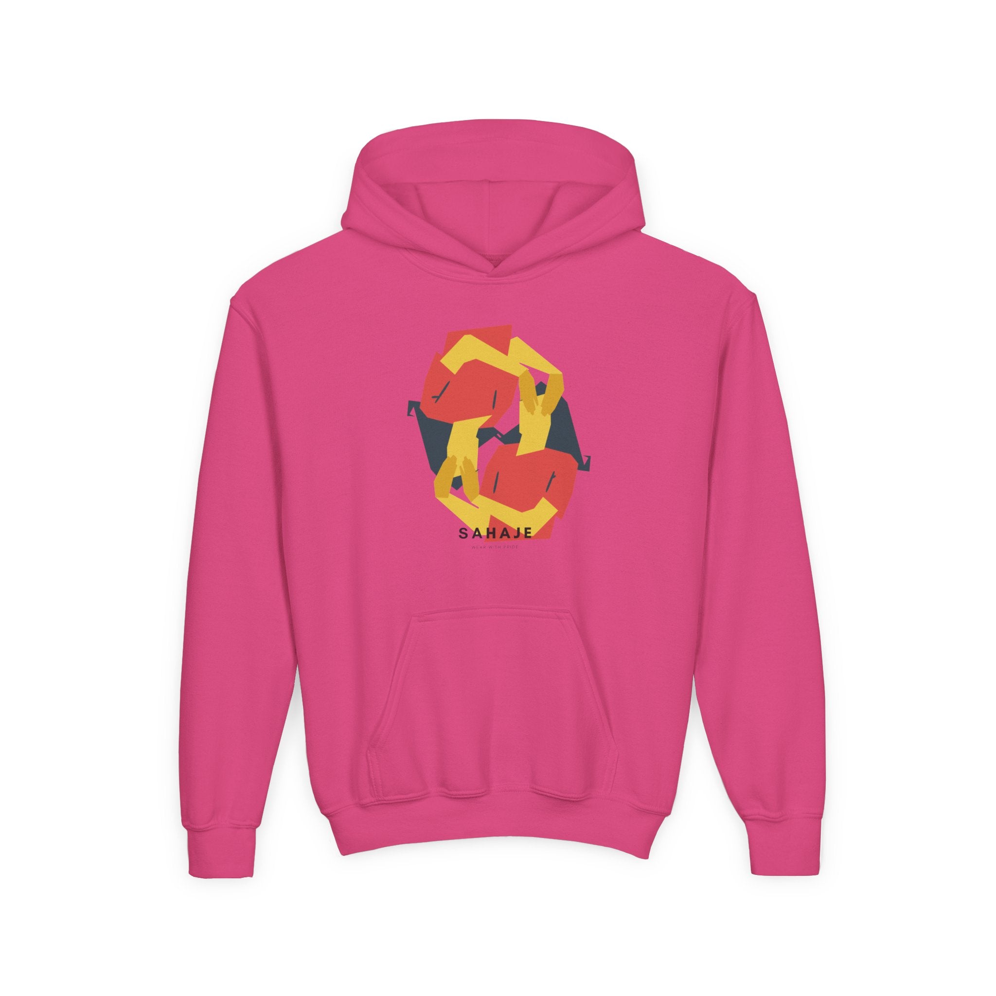 Youth Hoodie with Geometric Squirrel Art – 'Squirrel' Colorful Kids Pullover
