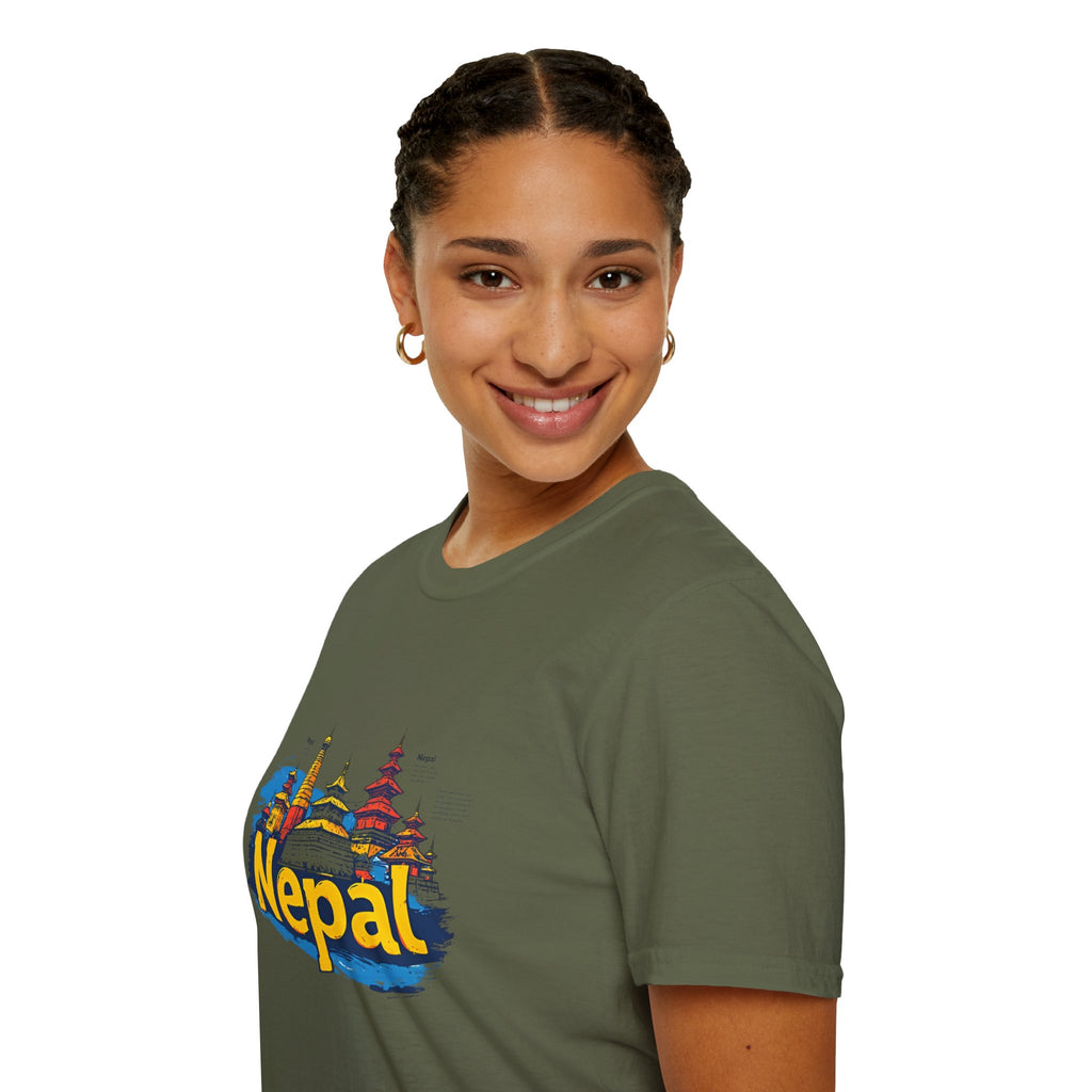 Nepal Temple Skyline T-Shirt – Nepali Cultural Heritage Graphic Tee, Travel & Spiritual Design