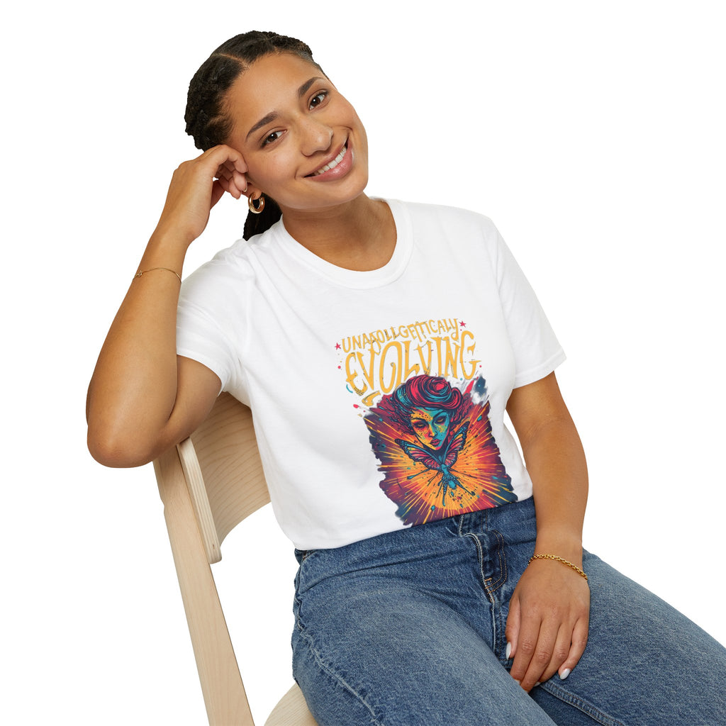 Evolving Butterfly Graphic T-Shirt — "Unapologetically Evolving" Vibrant Psychedelic Tee