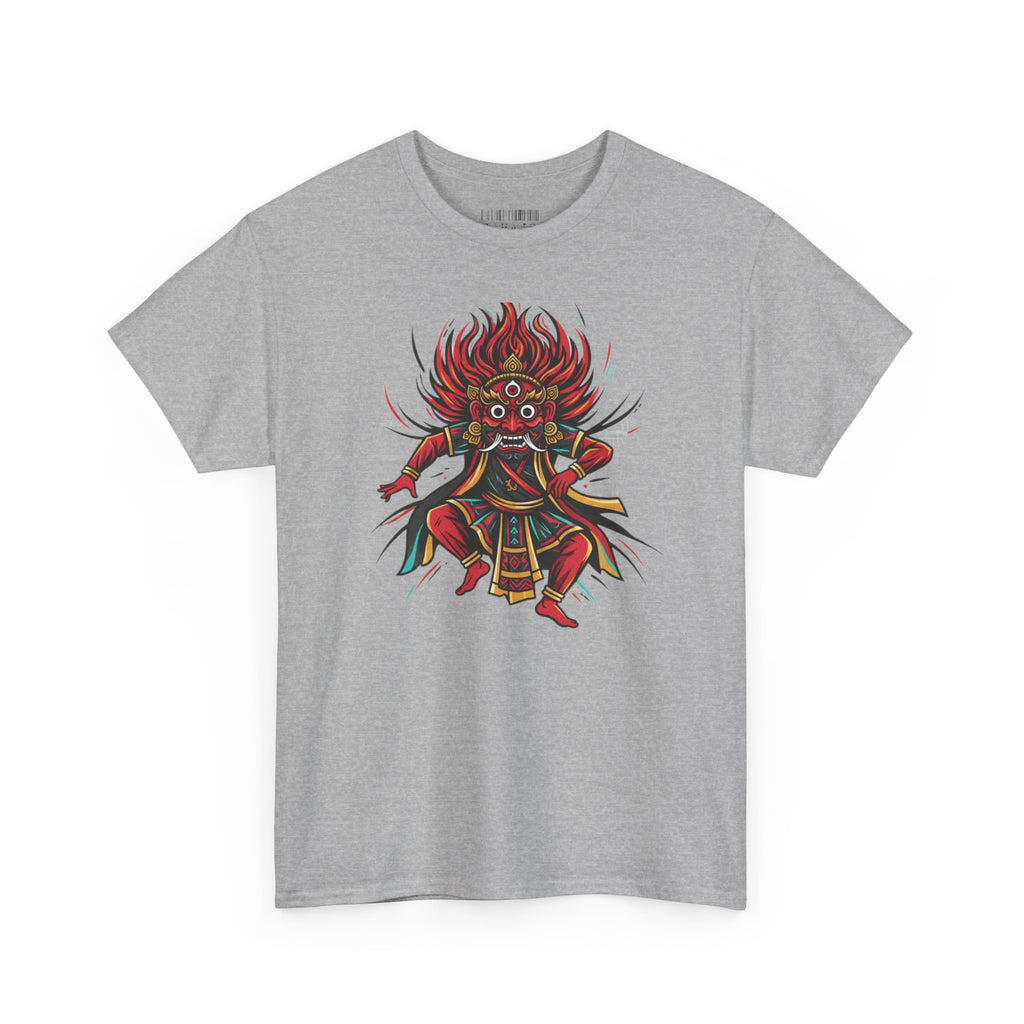 T-Shirt — Fierce Red Oni Demon Graphic Tee (Mythic Japanese Mask Design)